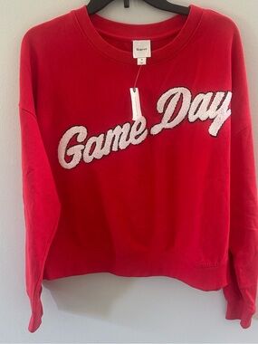 Maeve Anthropologie Game Day Chenille Patch Sweatshirt NWT